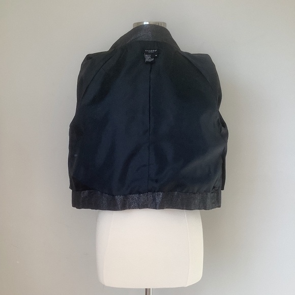 $198 Sandro  Linen Blend Metallic Cropped Swing Moto Jacket M - Picture 12 of 16